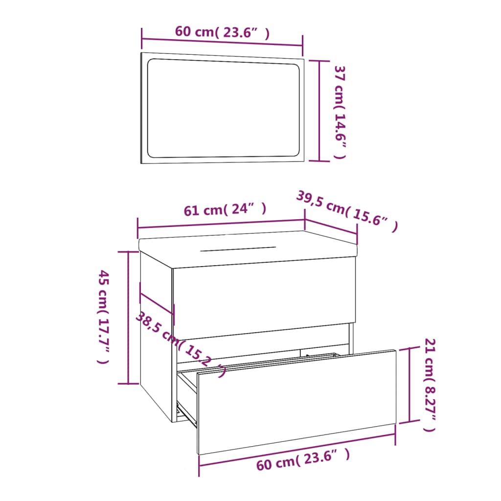 vidaXL Badmöbel-Set Räuchereiche Holzwerkstoff
