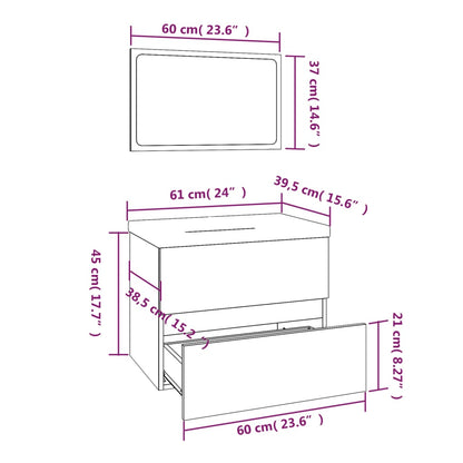 vidaXL Badmöbel-Set Räuchereiche Holzwerkstoff