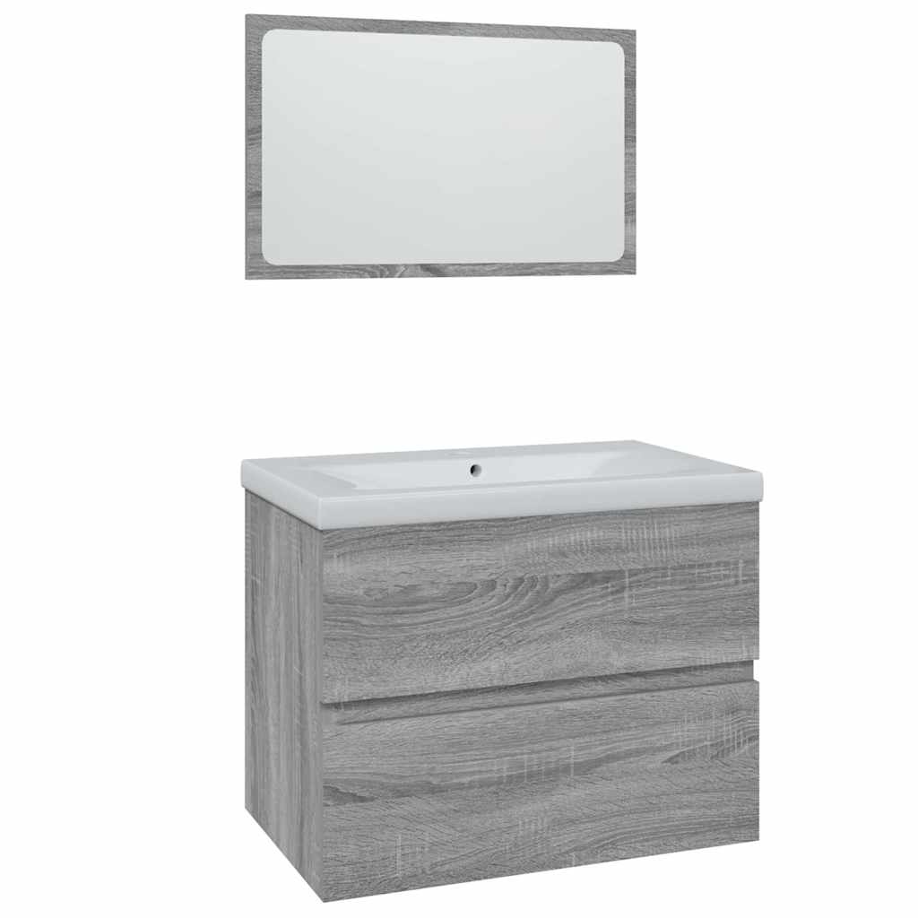 vidaXL Badmöbel-Set Grau Sonoma Holzwerkstoff