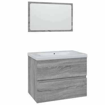 vidaXL Badmöbel-Set Grau Sonoma Holzwerkstoff
