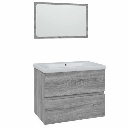 vidaXL Badmöbel-Set Grau Sonoma Holzwerkstoff