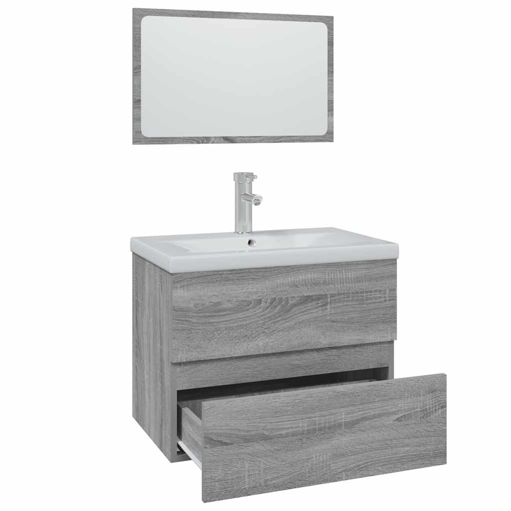 vidaXL Badmöbel-Set Grau Sonoma Holzwerkstoff