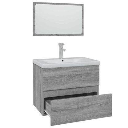 vidaXL Badmöbel-Set Grau Sonoma Holzwerkstoff