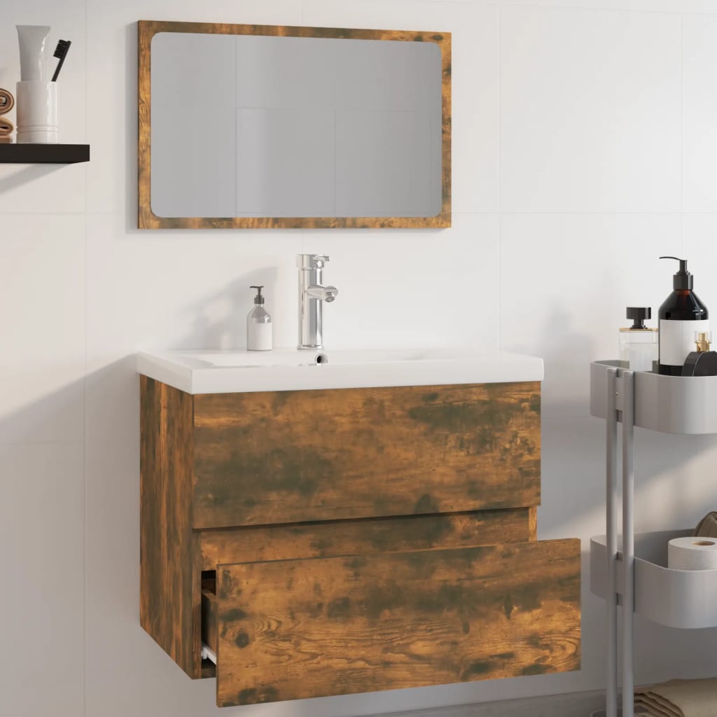vidaXL Badmöbel-Set Räuchereiche Holzwerkstoff