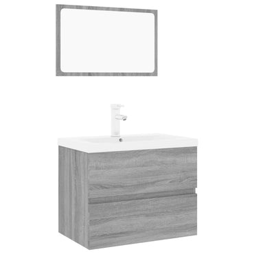 vidaXL Badmöbel-Set Grau Sonoma Holzwerkstoff