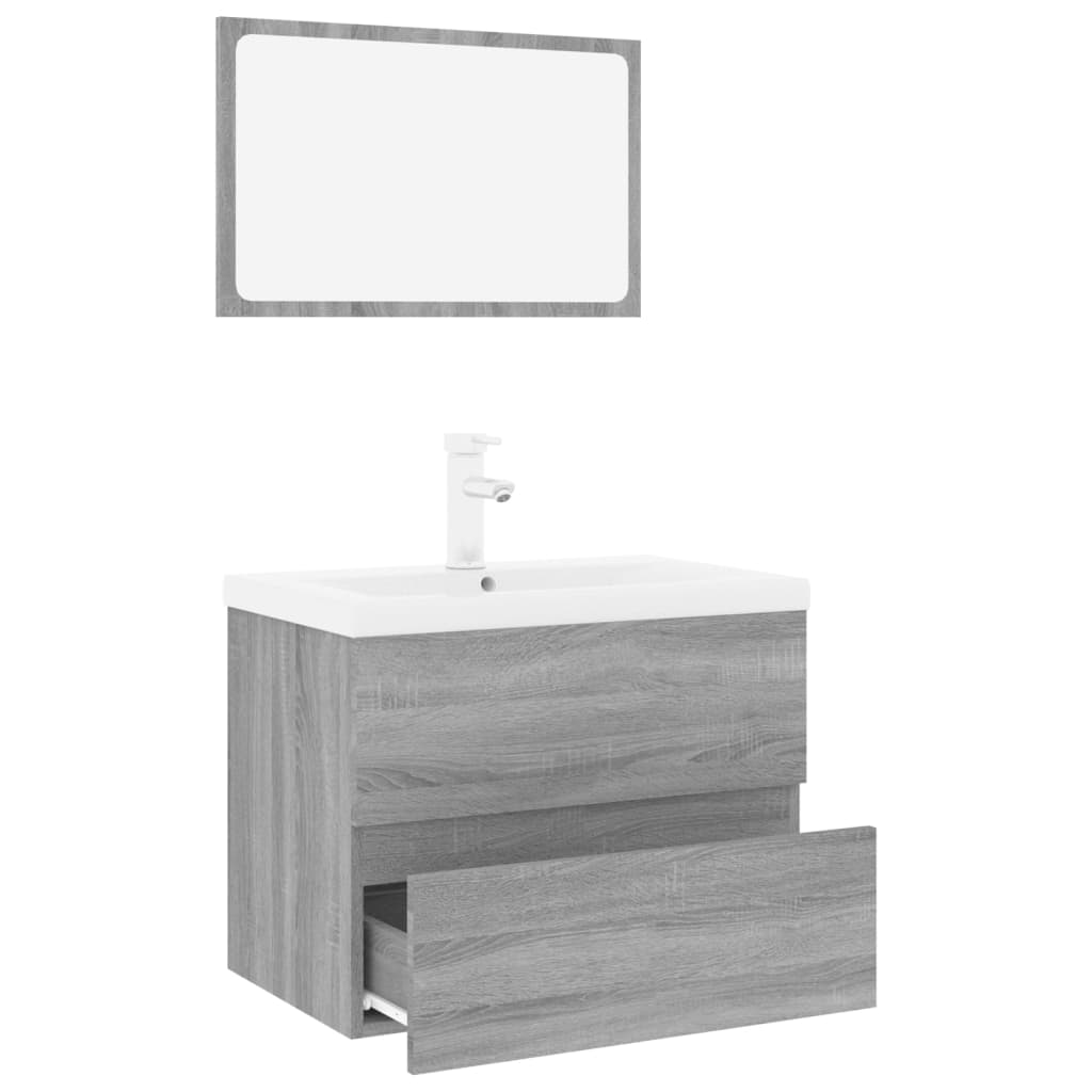 vidaXL Badmöbel-Set Grau Sonoma Holzwerkstoff