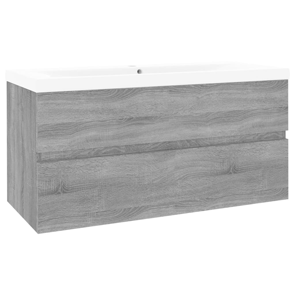 vidaXL Meuble de salle de bain avec lavabo intégré Gris Sonoma Aggloméré