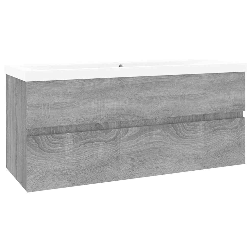 vidaXL Waschbeckenschrank mit Einbaubecken Grau Sonoma Holzwerkstoff