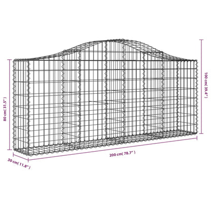 vidaXL Gabionenkorb mit Rundbogen 200x30x80/100 cm en fer galvanisé