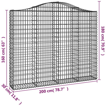 vidaXL Gabionenkorb avec arcade 200x30x160/180 cm Fer galvanisé