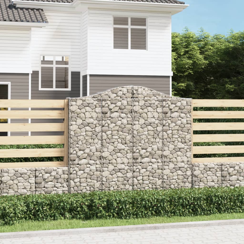 vidaXL Gabionenkorb mit Hochbogen 200x30x180/200 cm, Fer galvanisé