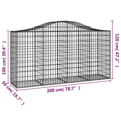 vidaXL Gabion avec arche supérieure 200x50x100/120 cm Fer galvanisé