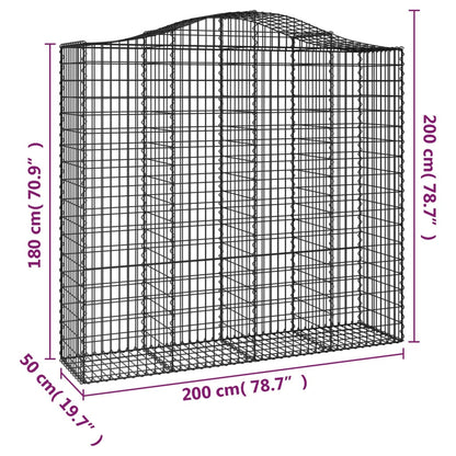 vidaXL Gabionenkorb mit Rundbogen 200x50x180/200 cm Fer galvanisé