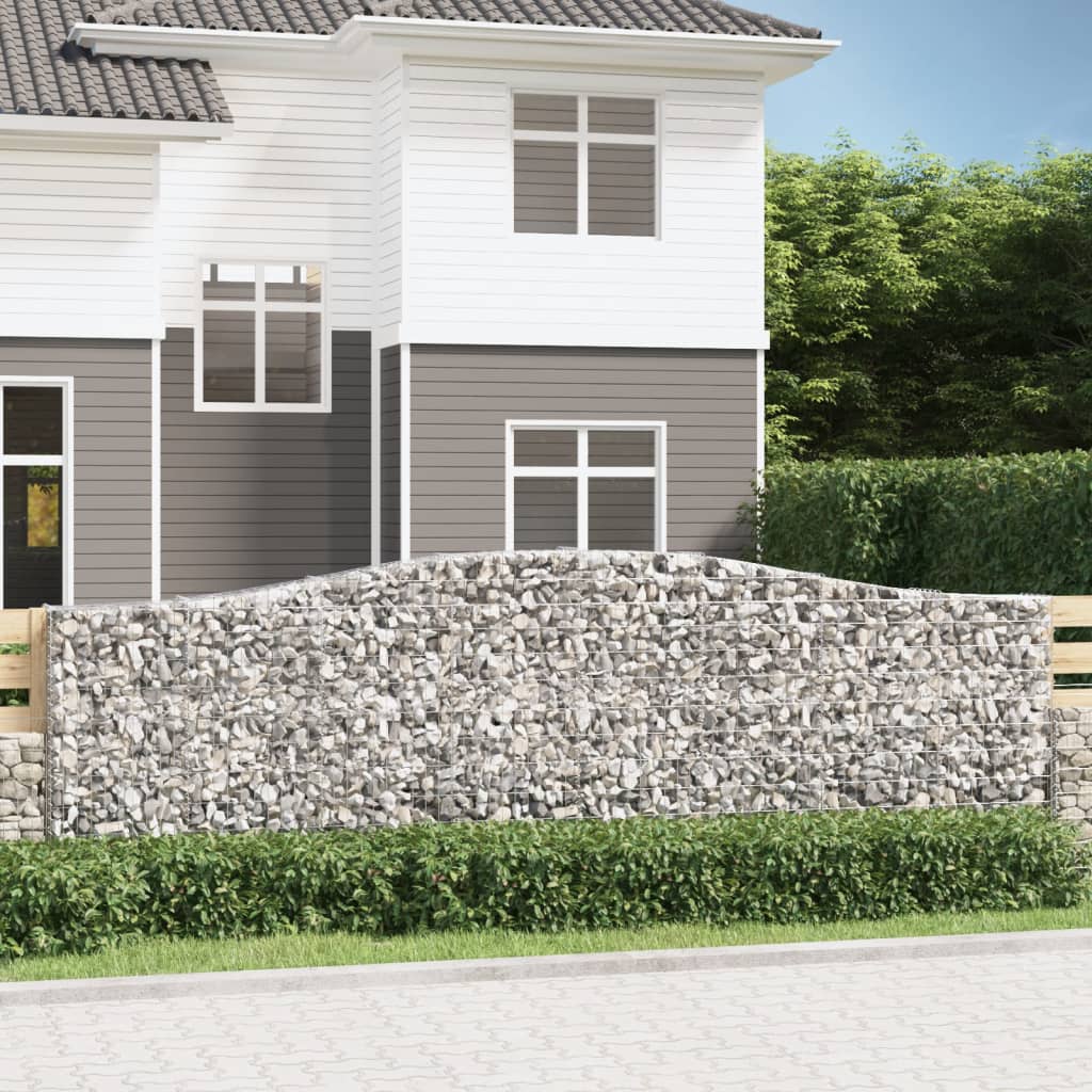 vidaXL Gabionenkorb avec arche 400x30x120/140 cm Fer galvanisé
