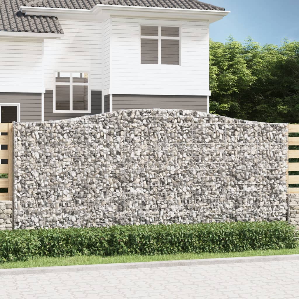 vidaXL Gabion avec arche haute 400x30x180/200 cm Fer galvanisé