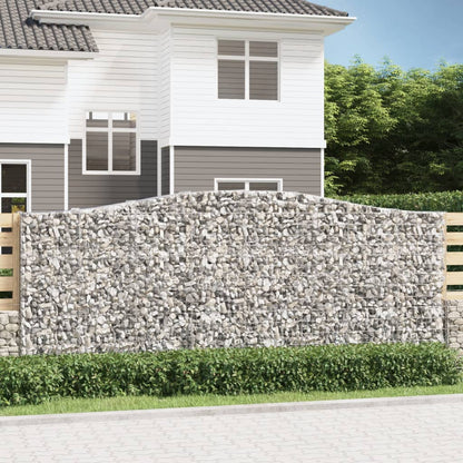 vidaXL Gabionenwand mit hohem Bogen, 400x50x160/180 cm, en fer galvanisé