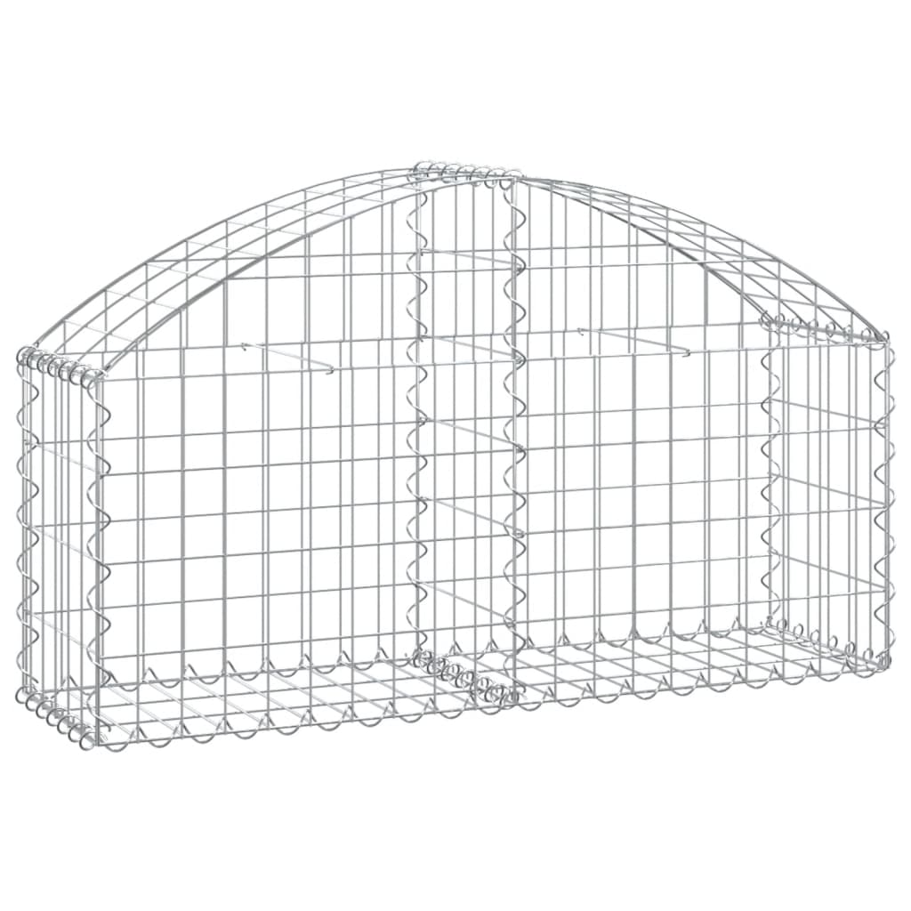 vidaXL Gabione mit Hochbogen 100x30x40/60 cm Verzinktes Eisen
