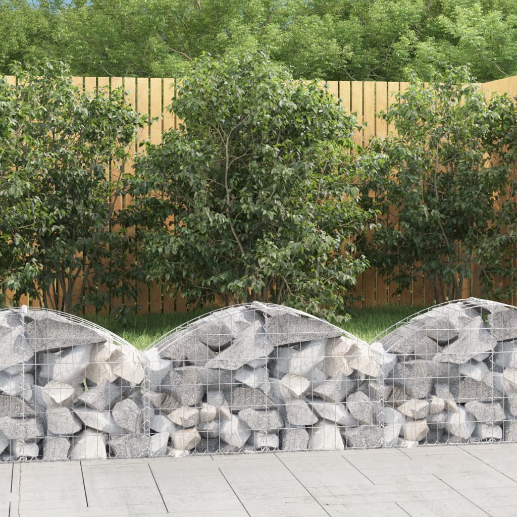 vidaXL Gabione mit Hochbogen 100x30x40/60 cm Verzinktes Eisen