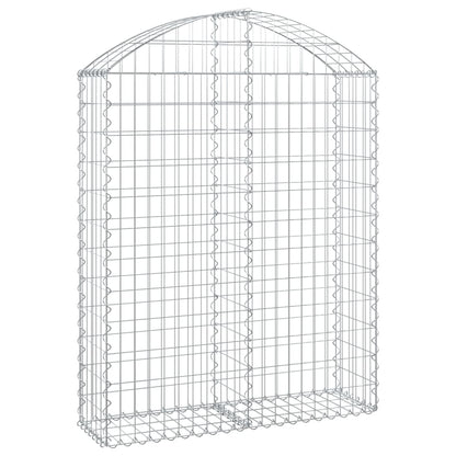 vidaXL Gabione mit Hochbogen 100x30x120/140 cm Verzinktes Eisen