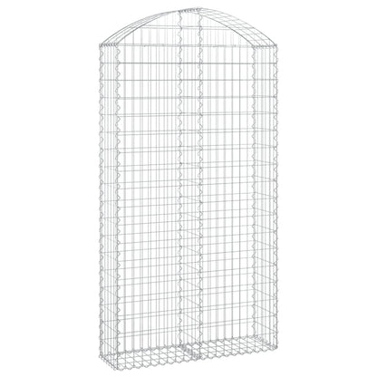 vidaXL Gabione mit Hochbogen 100x30x180/200 cm Verzinktes Eisen