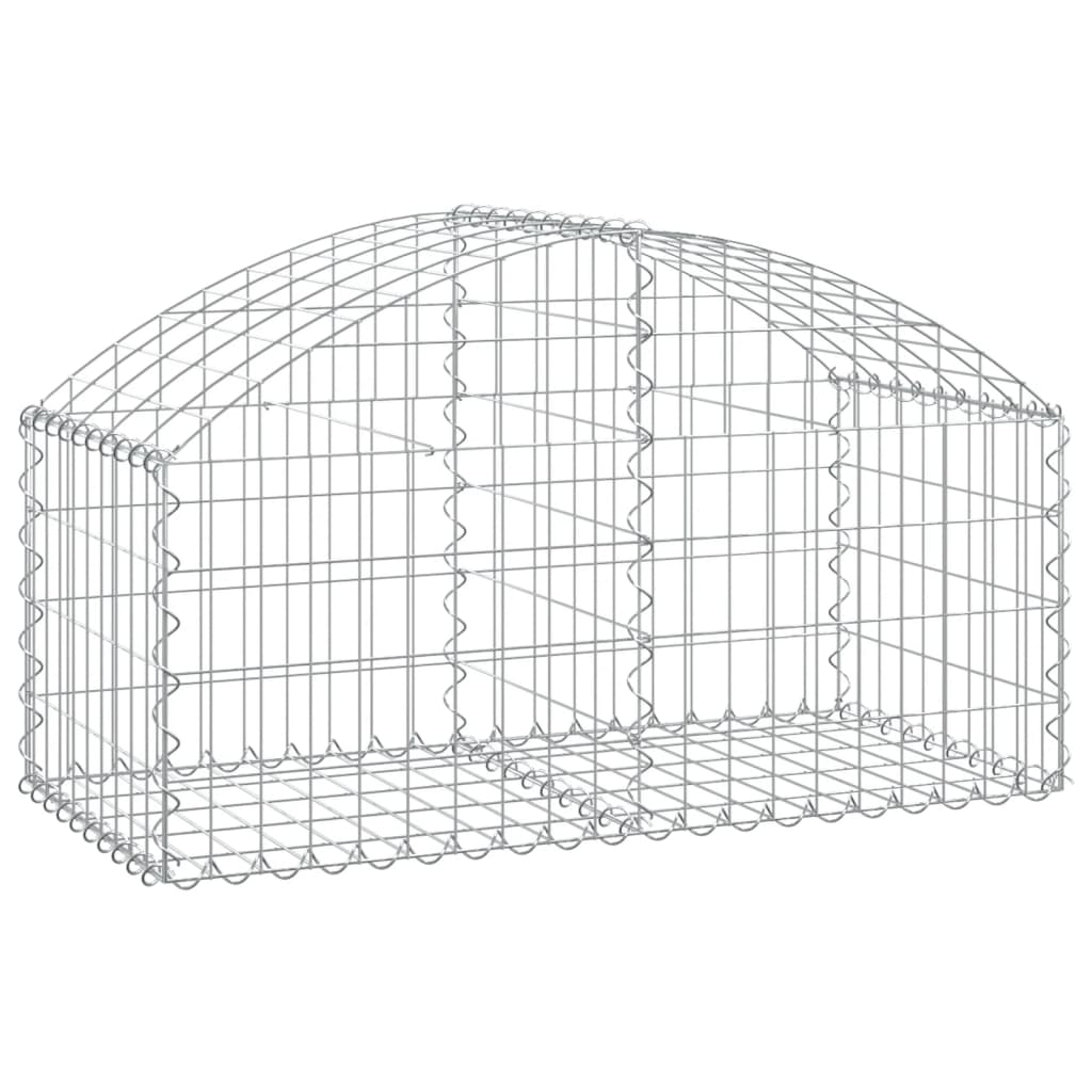 vidaXL Gabione mit Hochbogen 100x50x40/60 cm Verzinktes Eisen