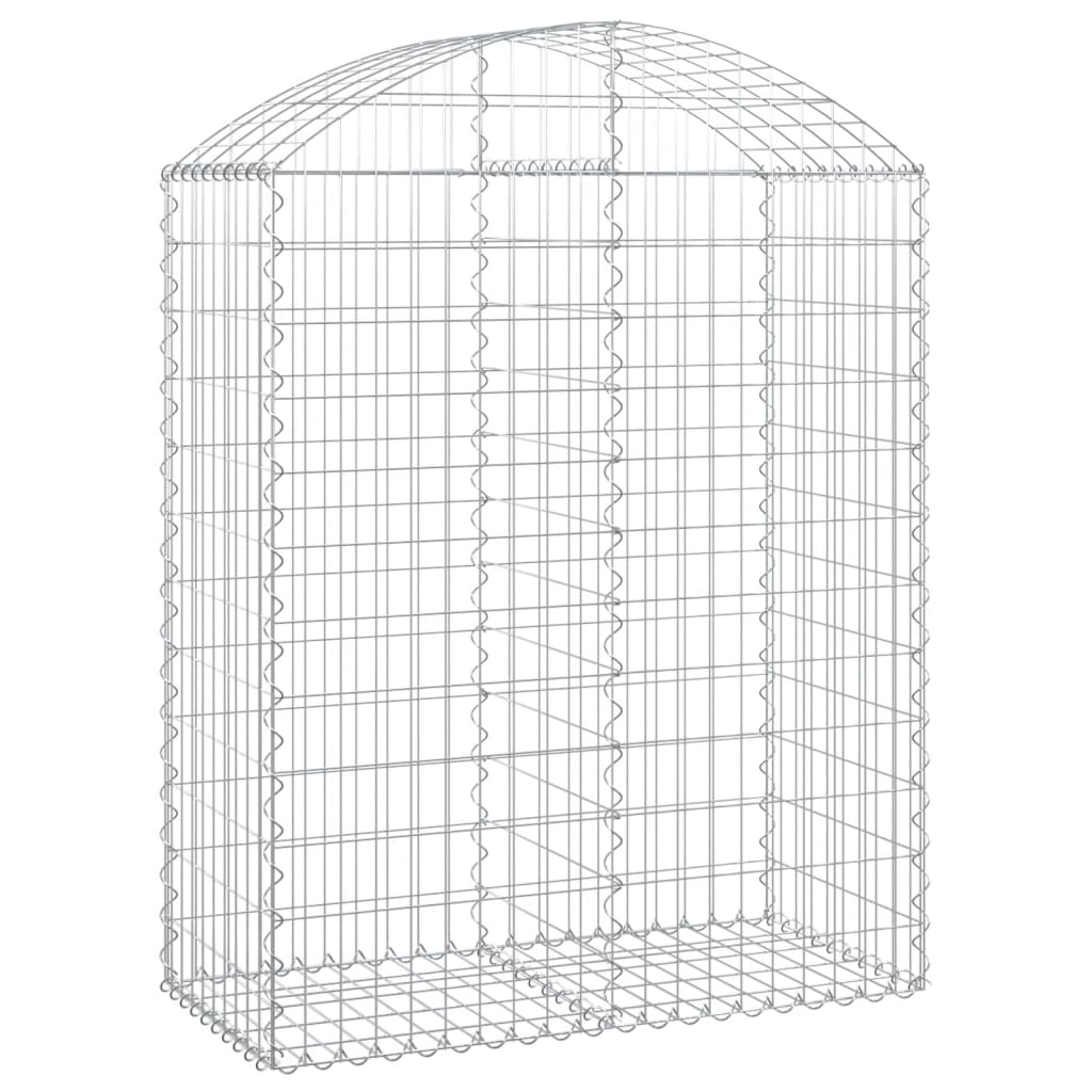 vidaXL Gabione mit Hochbogen 100x50x120/140 cm Verzinktes Eisen