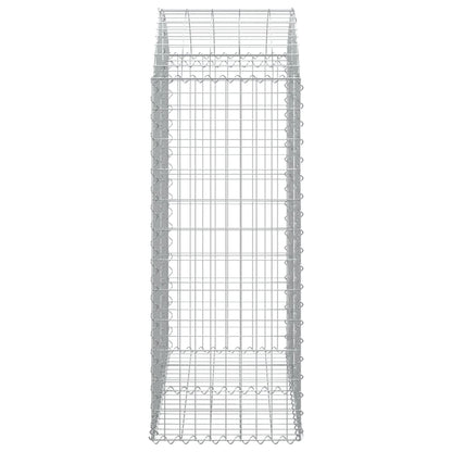 vidaXL Gabione mit Hochbogen 100x50x120/140 cm Verzinktes Eisen