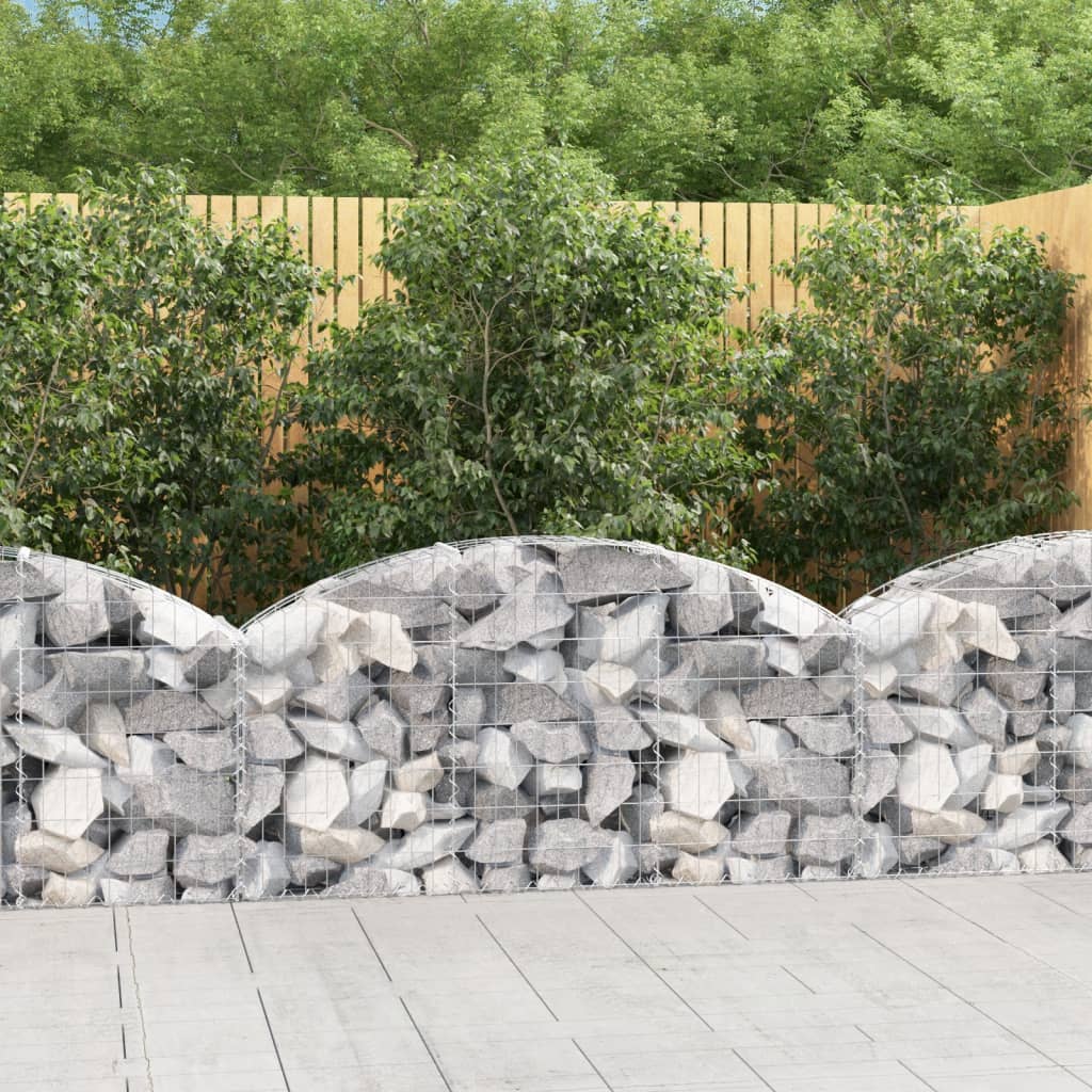 vidaXL Gabione mit Hochbogen 150x30x60/80 cm Verzinktes Eisen