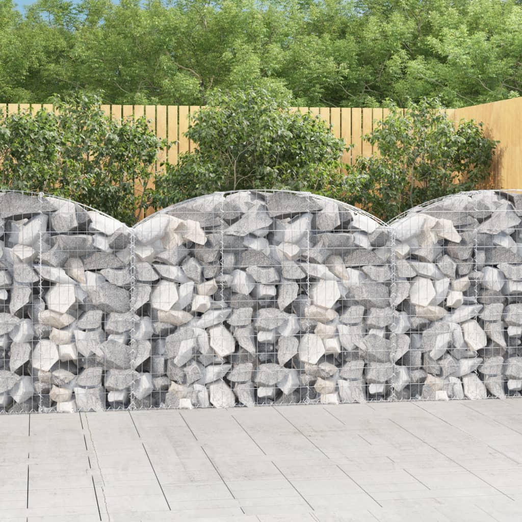 vidaXL Gabione mit Hochbogen 150x30x100/120 cm Verzinktes Eisen