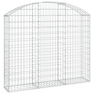 vidaXL Gabione mit Hochbogen 150x30x120/140 cm Verzinktes Eisen