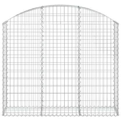 vidaXL Gabione mit Hochbogen 150x30x120/140 cm Verzinktes Eisen