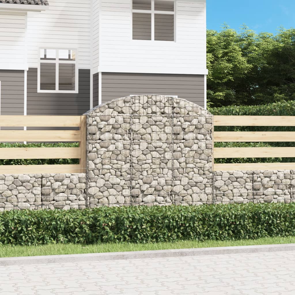 vidaXL Gabione mit Hochbogen 150x30x140/160 cm Verzinktes Eisen