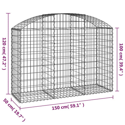 vidaXL Gabionenkorb mit Rundbogen 150x50x100/120 cm Fer galvanisé