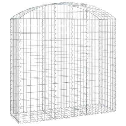 vidaXL Gabione mit Hochbogen 150x50x140/160 cm Verzinktes Eisen