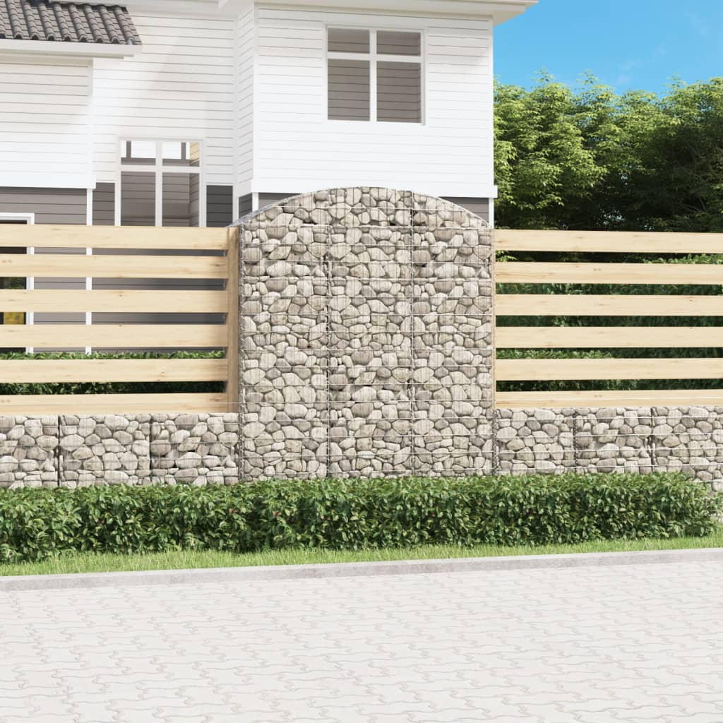 vidaXL Gabionenkorb mit Rundbogen 150x50x180/200 cm Fer galvanisé