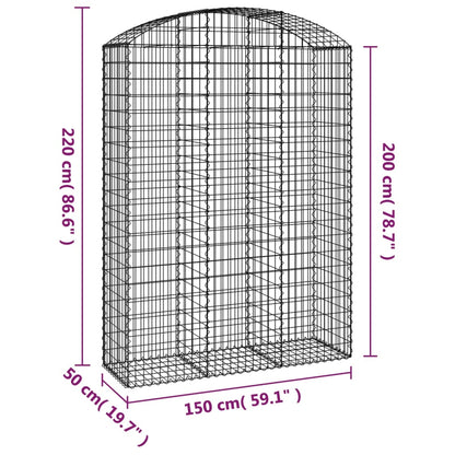vidaXL Gabionenkorb avec arc 150x50x200/220 cm Fer galvanisé