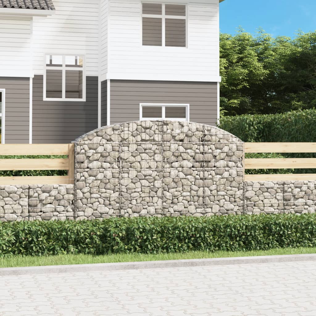 vidaXL Gabionenkorb mit hoher Wölbung 200x30x120/140 cm, verzinktes Eisen
