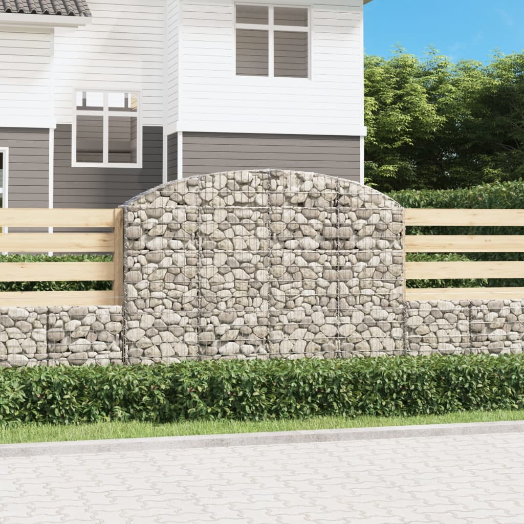 vidaXL Gabionenkorb mit Hochbogen 200x30x140/160 cm, Fer galvanisé