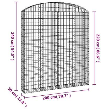 vidaXL Gabionenkorb mit Rundbogen 200x30x220/240 cm Acier galvanisé