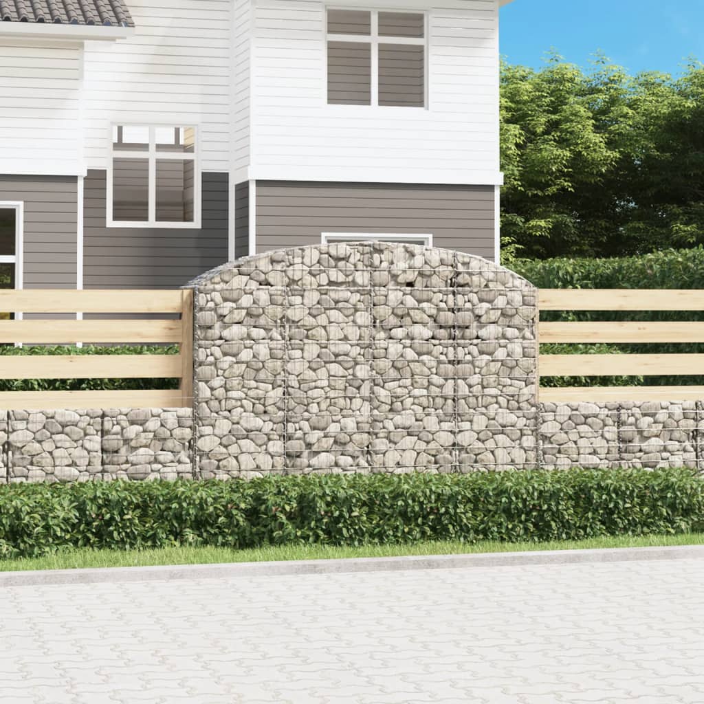 vidaXL Gabionenkorb mit hoher Biegung 200x50x140/160 cm en fer galvanisé