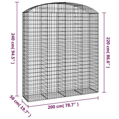 vidaXL Gabion avec arche haute 200x50x220/240 cm Fer galvanisé