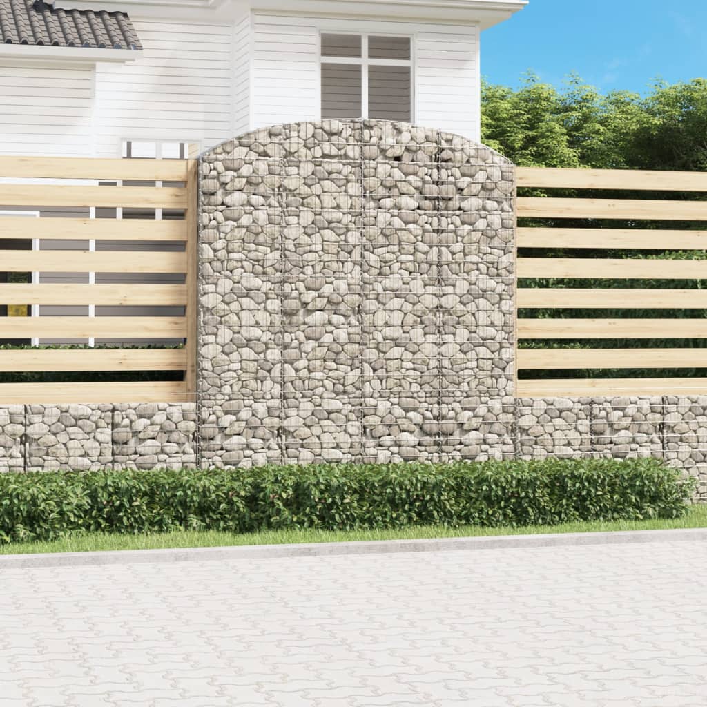 vidaXL Gabion avec arche haute 200x50x220/240 cm Fer galvanisé