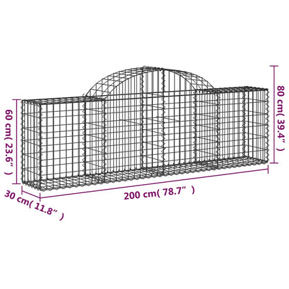 vidaXL Gabionen-Hochbeet 200x30x60/80 cm Acier galvanisé