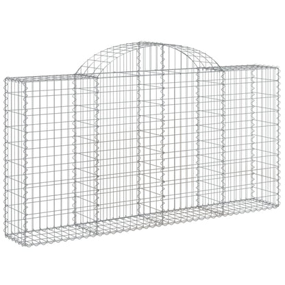 vidaXL Gabione mit Hochbogen 200x30x100/120 cm Verzinktes Eisen