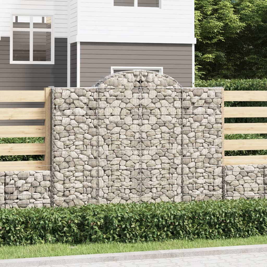 vidaXL Gabione mit Hochbogen 200x30x160/180 cm Verzinktes Eisen
