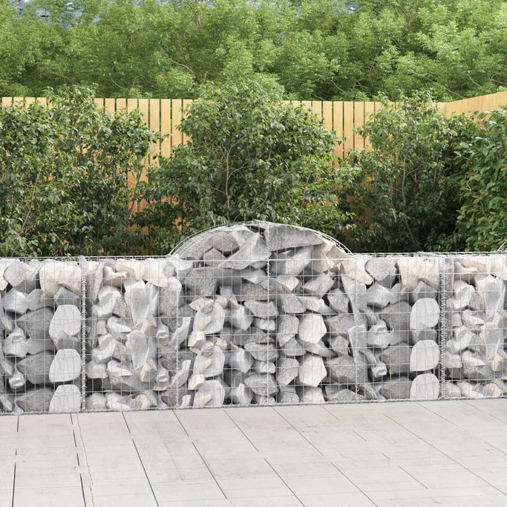 vidaXL Gabione mit Hochbogen 200x50x80/100 cm Verzinktes Eisen