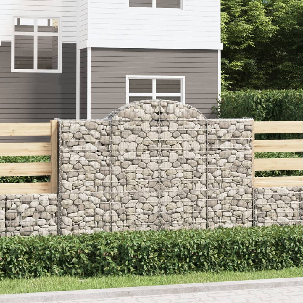vidaXL Gabionenkorb mit hoher Biegung 200x50x140/160 cm en fer galvanisé
