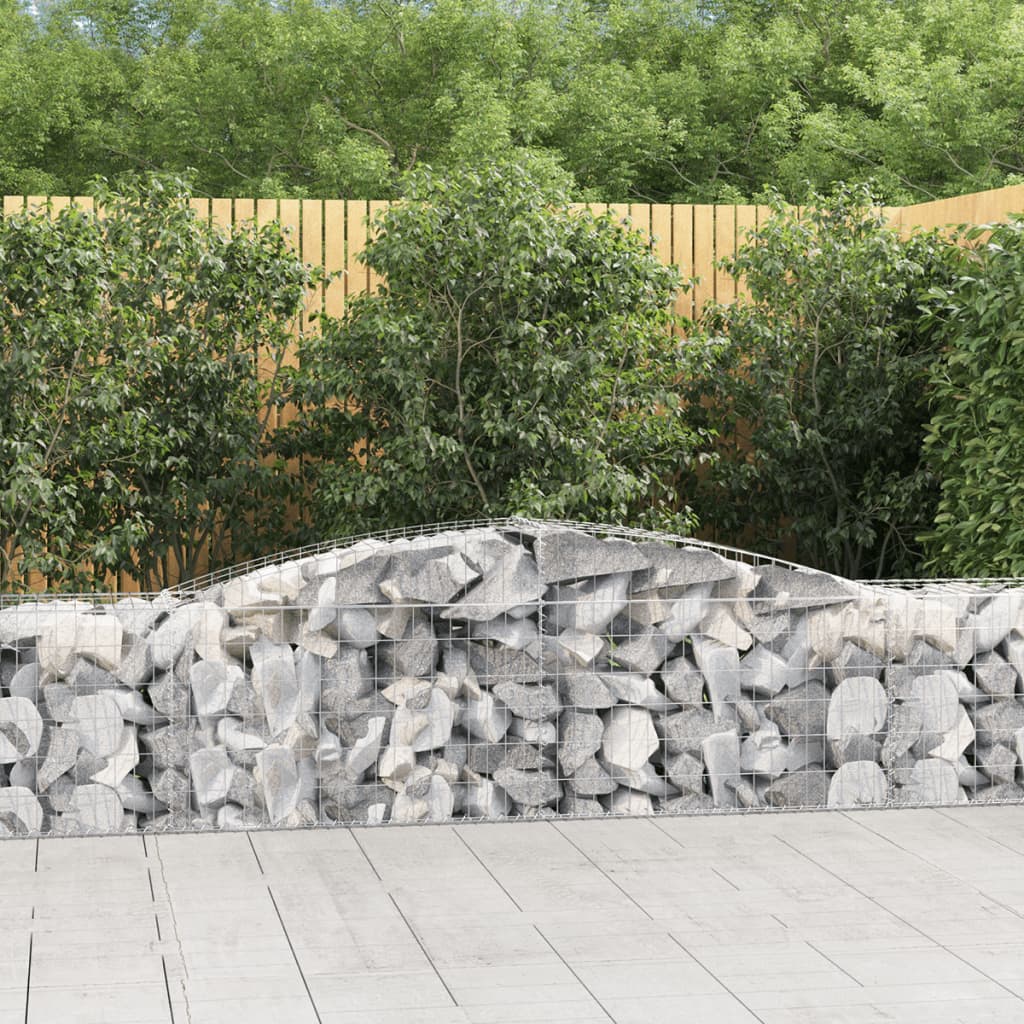vidaXL Gabionenkorb avec arche 400x50x60/80 cm Fer galvanisé