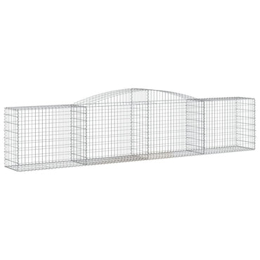 vidaXL Gabione mit Hochbogen 400x50x80/100 cm Verzinktes Eisen