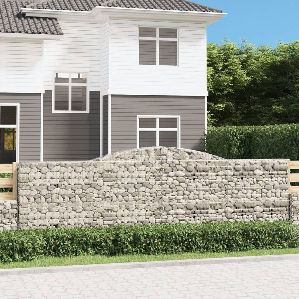 vidaXL Gabionenmauer mit Bogen 400x50x120/140 cm, en fer galvanisé